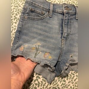 Levi's Light Blue Embroidered Denim Shorts